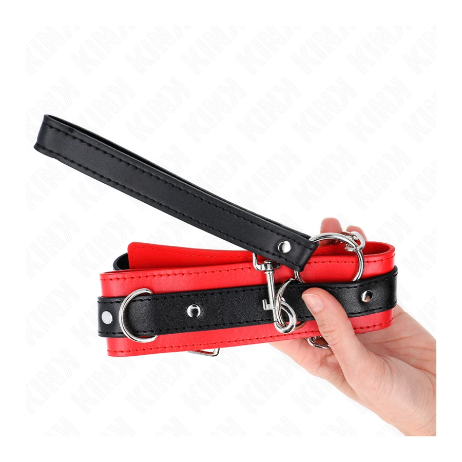 KINK - COLLARE MODELLO BASE CON GUINZAGLIO 65 CM MODELLO 3 ROSSO 53 X 5 CM